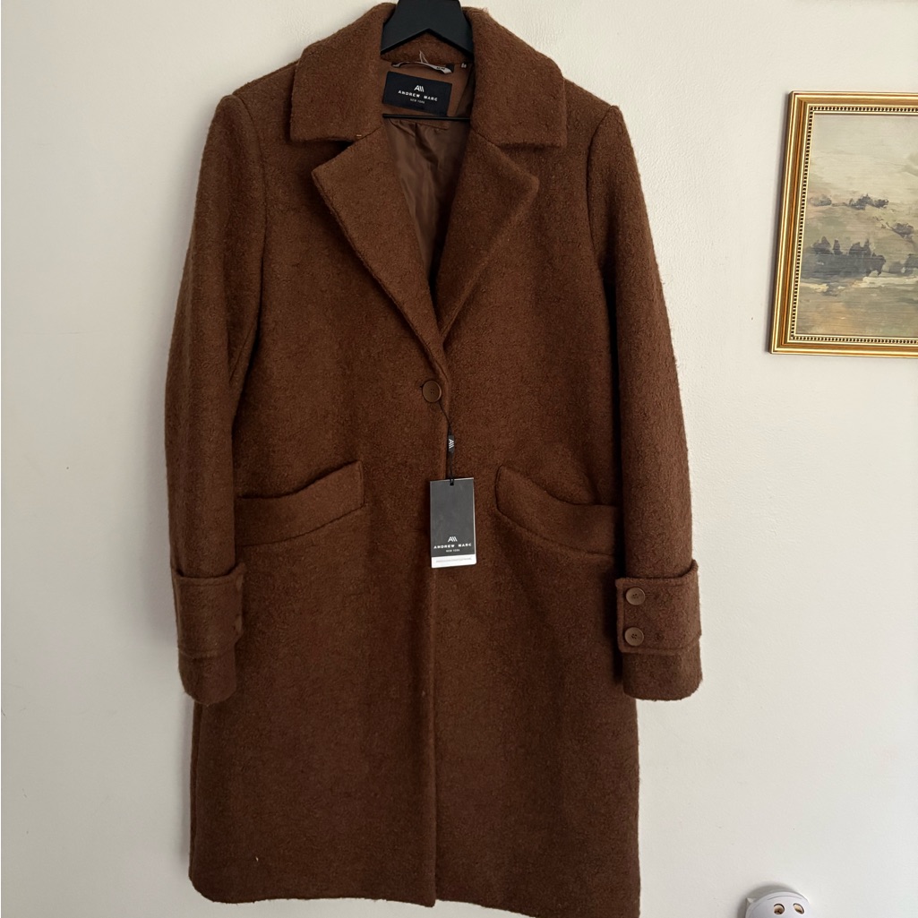 Andrew Marc Rich Regine Elegant Brown Trench Blazer Coat Women’s Medium Nwt